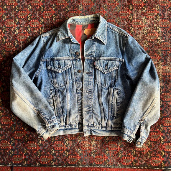 Vintage Levi’s Trucker Jacket Flannel Lined Made in USA 42R - Picture 1 of 8